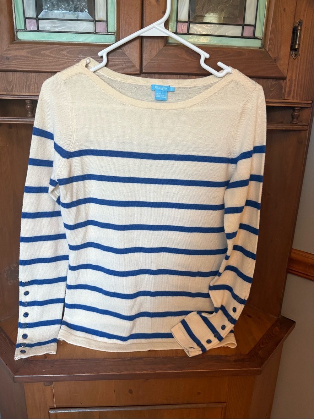 J. McLaughlin Nautical Striped Merino Wool Sweater. S